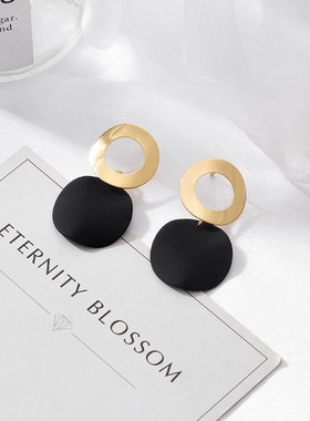 New Korean Statement Earrings for women Black Cute Arcylic