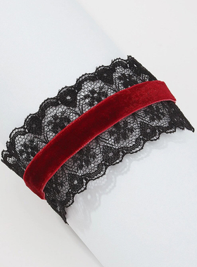 Fashion Necklace Red Lace Strip For Women Flower Choker