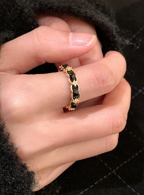 2023 New Arrival Light Black Chain Crystal Opening Rings