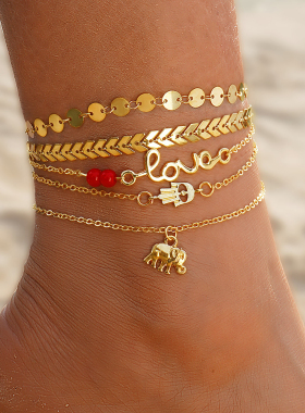 Bohemia Gold Color Snake Ankle Bracelet Set For Women