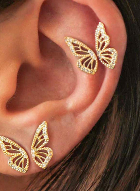CRMYA Dainty Cubic Zirconia Crystal Gold Plated Butterfly