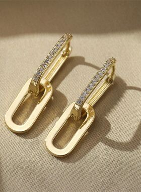 1Pair Zircon Square Hoop Earrings for Women Girls Huggie