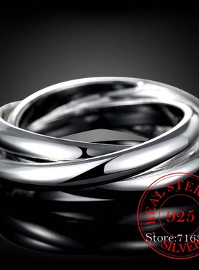 925 Sterling Silver Jewelry Three Circles Couple's Wedding