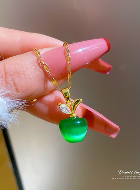 316L Stainless Steel Korean Fashion Nature Stone Apple