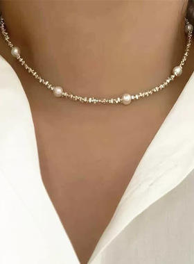 2023 New Vintage Simple Temperament Freshwater Pearl Metal