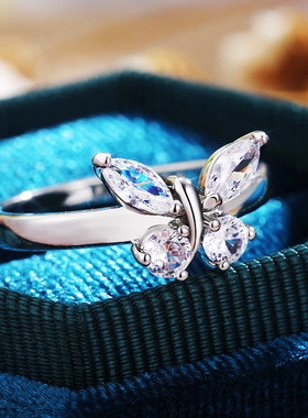 925 Sterling Silver Cubic Zirconia Butterfly Rings For