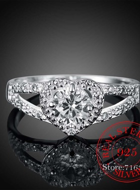 925 Sterling Silver Jewelry Vintage AAA+ Crystal Love Heart