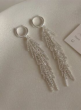Long Tassel Dangle Earrings For Women Glossy Sequins Water