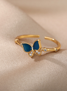Aesthetic Butterfly Rings For Women Girl Stainless Steel