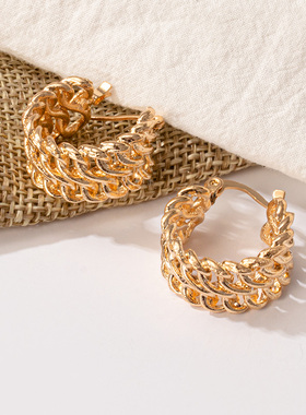 New Fashion Gold Color Metal Drop Earrings Stainless Steel