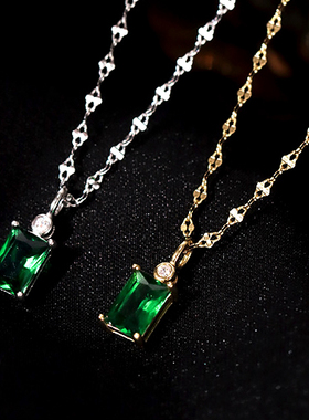 Trendy 14K Real Gold Plated Emerald Pendant Necklaces for Wo