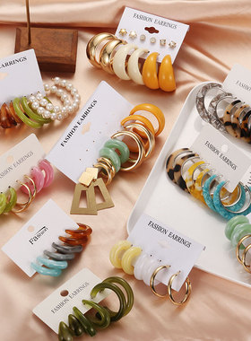 Fashion Geometric Metal Drop Earrings Set For Women Boho