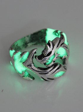 Luminous Dragon Rings Gothic Adjustable Metal Resin Rings