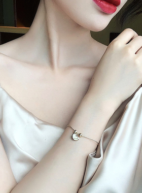 Trendy Design 14K Gold Plated Opal Peach Heart Bracelet for