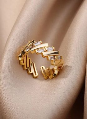 Zircon Rings for Women Stainless Steel Gold Color 2024 New