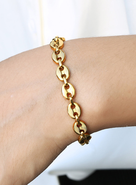 Stainless Steel Coffee Beans Marina Link Chain Bracelets