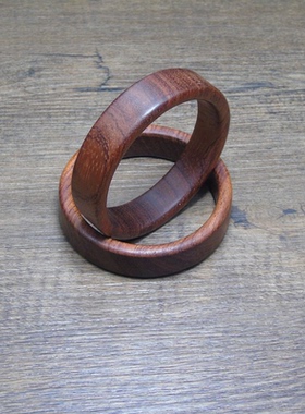 檀木宽扁手镯个性黑绿檀手圈