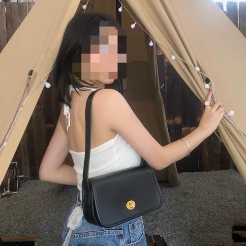 BM2025秋冬新款出游欧美质感牛皮单肩复古包bm腋下包女法棍包 - 图1