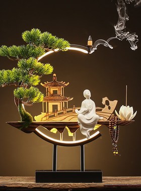 快速发货中式禅意家居装饰品如来观音地藏菩萨佛S像客厅玄关倒流