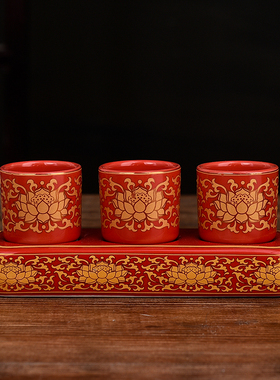 快速发货b酒杯贡杯茶杯供佛三连杯金莲三联杯三杯座招供奉用品的