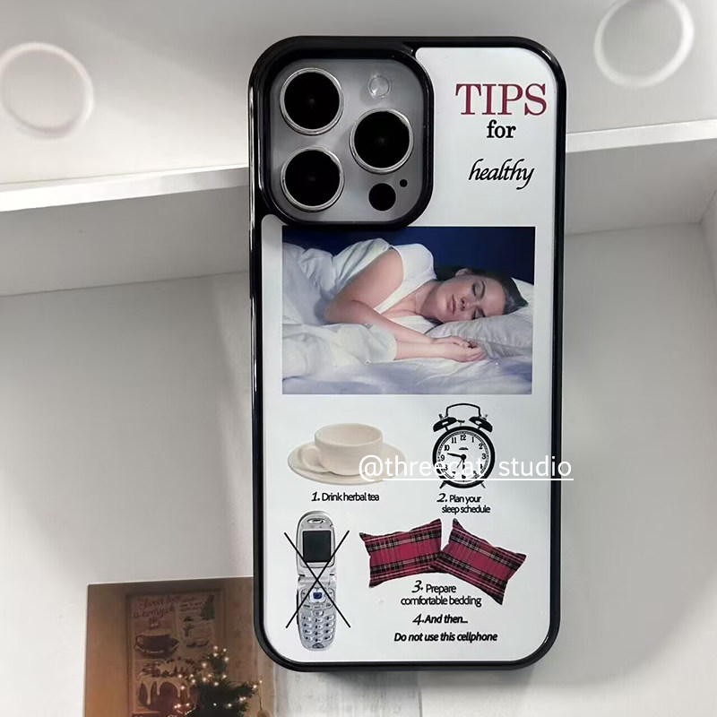 韩系ins个性设计健康睡眠欧尼博主手机壳适用于iphone17promax/16pro苹果17e/15/14/13/12黑边11保护套Xsmax