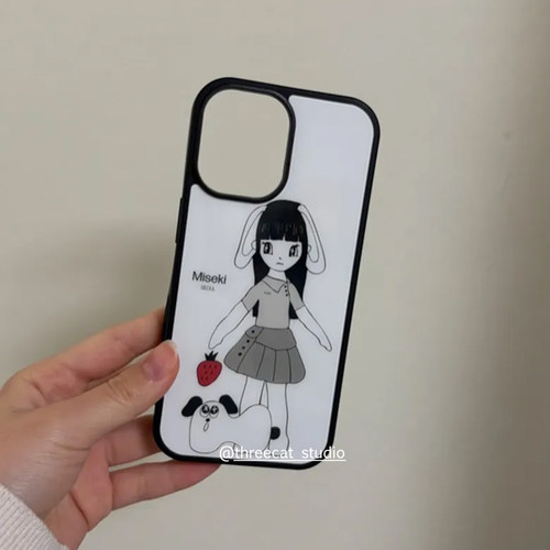 韩ins温柔清冷氛围草莓兔耳少女欧尼17手机壳适用iphone17promax/16pro苹果15/14/13/12/7/8 plus保护套Xsmax - 图3