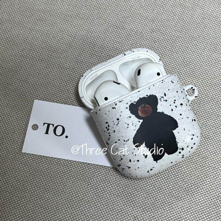 韩ins设计可爱泼墨可爱小熊pro3进口菲林耳机壳适用于苹果1/2/3/4代airpods pro2保护套airpods 4代硬亮,淘宝优惠券,粉丝福利购,淘宝优惠卷