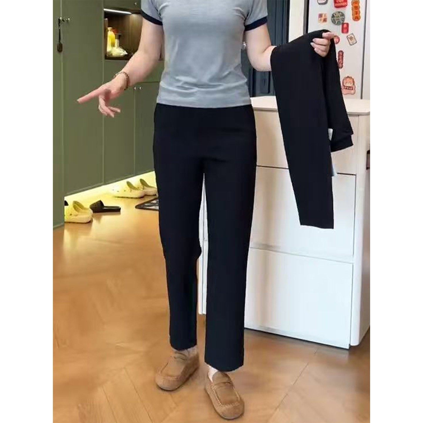 黑色高腰加绒西装裤女2025秋冬新款直筒显瘦九分职业哈伦小脚裤子,淘宝优惠券,粉丝福利购,淘宝优惠卷