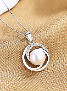 花朵珍珠项链女天然淡水欧美时尚旋转s925银吊坠小众饰品跨境