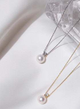 网红s925纯银戴妃款珍珠项链女轻奢简约圆形单颗毛衣链不