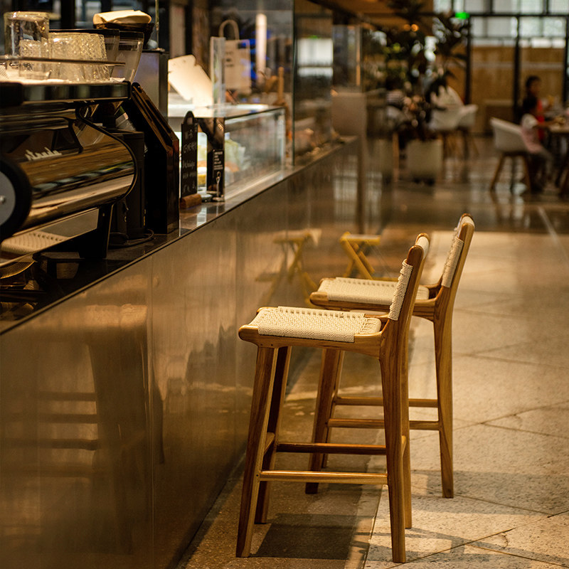 印尼原装进口吧椅北欧民宿岛台椅实木藤编咖啡厅高脚椅家用餐椅,淘宝优惠券,粉丝福利购,淘宝优惠卷