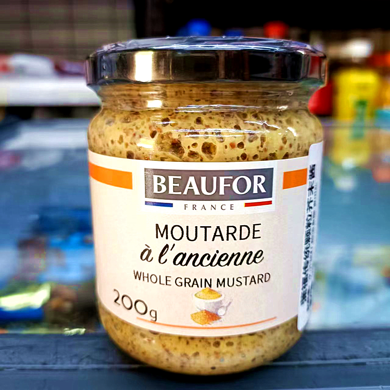 200g法国进口蒲福颗粒芥末籽酱调味酱BEAUFOR WHOLEGRAIN Mustard-图2