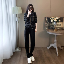 Rsemnia Autumn Winter Plus Suede Fashion Cardiff Sports Suit Women New Foreign Air Casual Wear Long Pants Two-piece Set