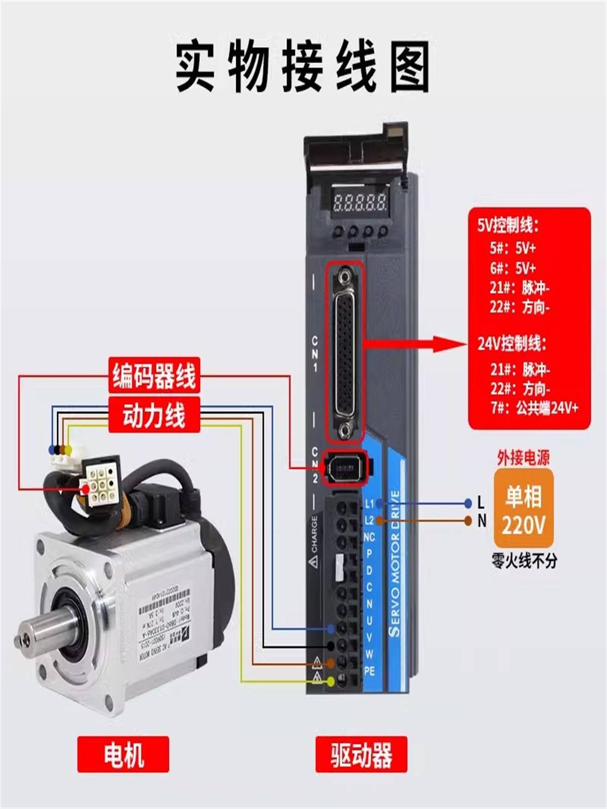 40/60/80交流伺服电机套装PS100驱动器刹车200/400/600/750/1000W-图0