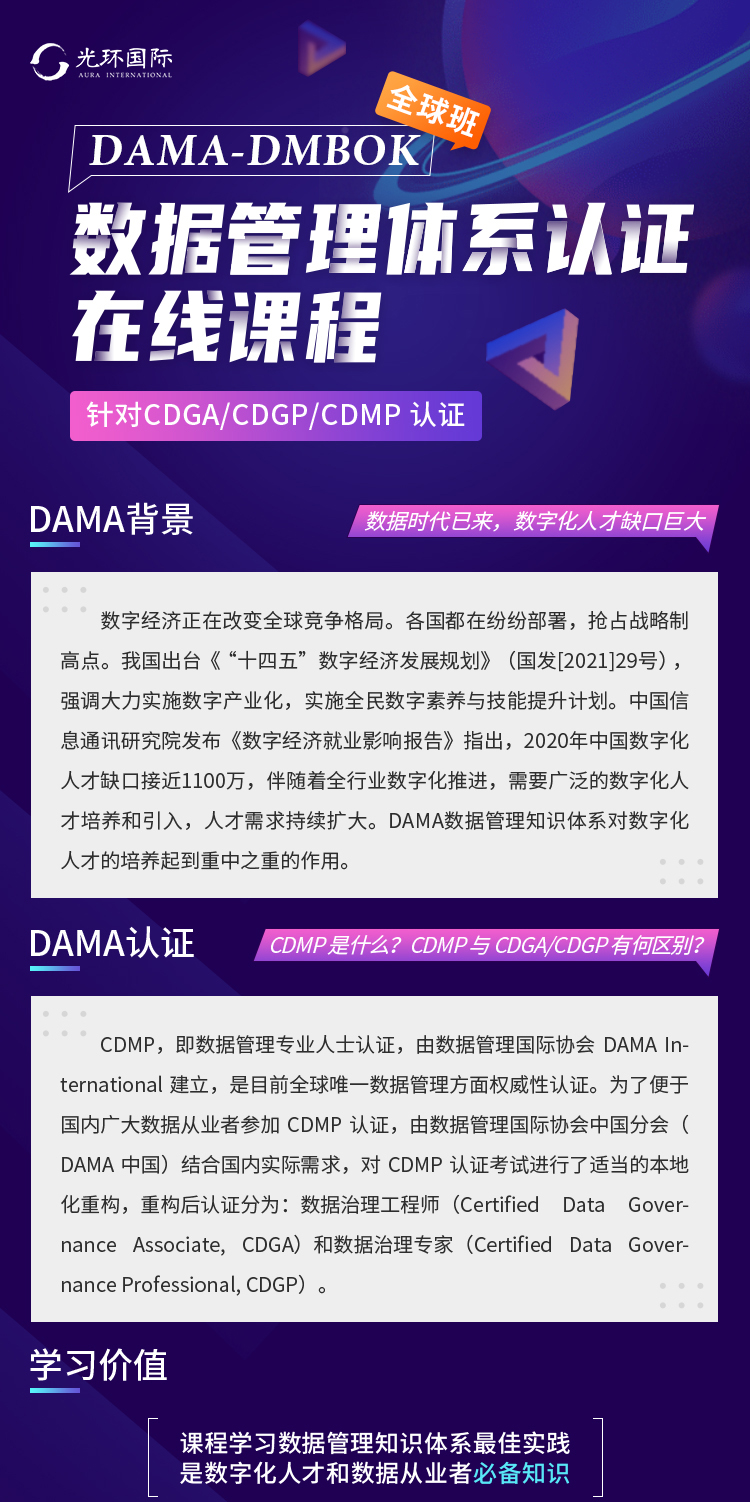 光环国际DAMA数据管理体系认证数据治理CDGA/CDMP/CDGP专家DMBOK-图2