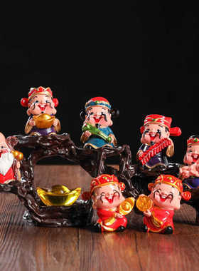 乔迁电视柜五福财神爷摆件招财