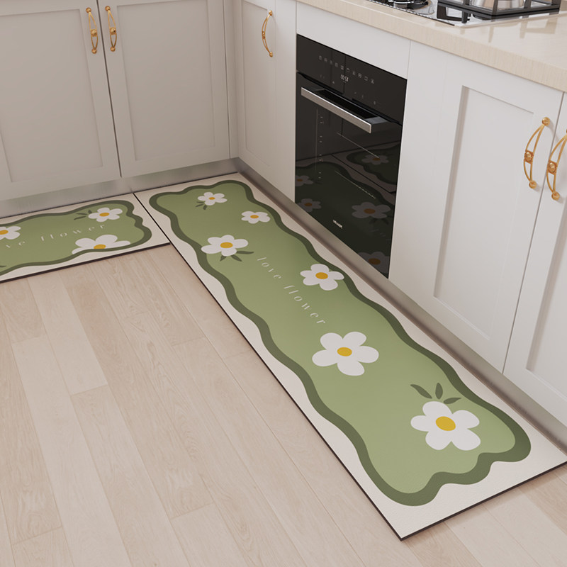 小清新厨房地垫防滑防油可擦免洗家用厨房地毯防脏防水pvc脚垫子,淘宝优惠券,粉丝福利购,淘宝优惠卷