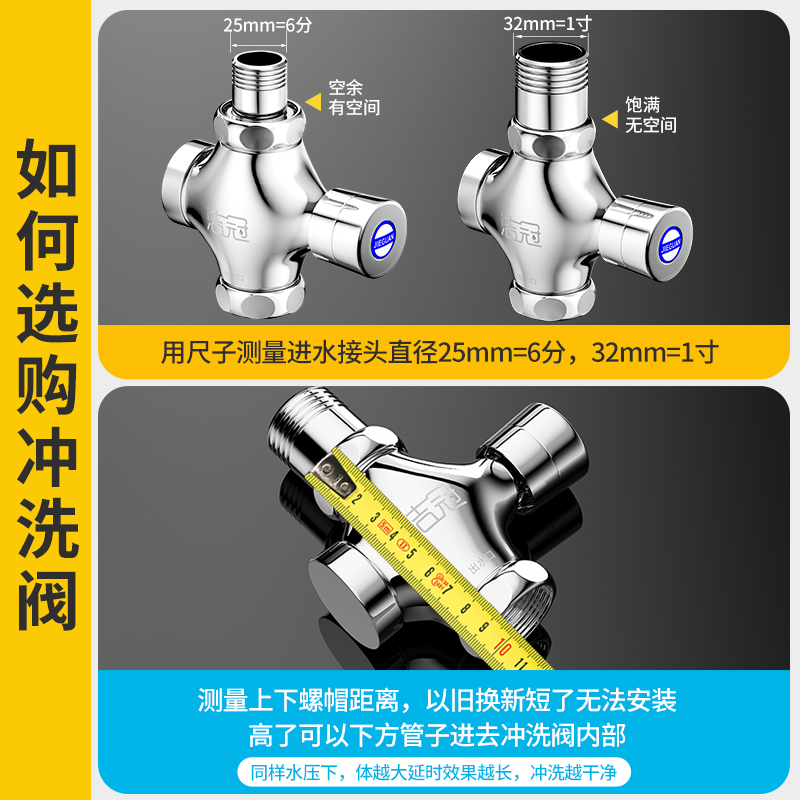 蹲便器冲水阀手按式厕所卫生间大便器便池按压延时阀门冲洗阀开关 - 图2