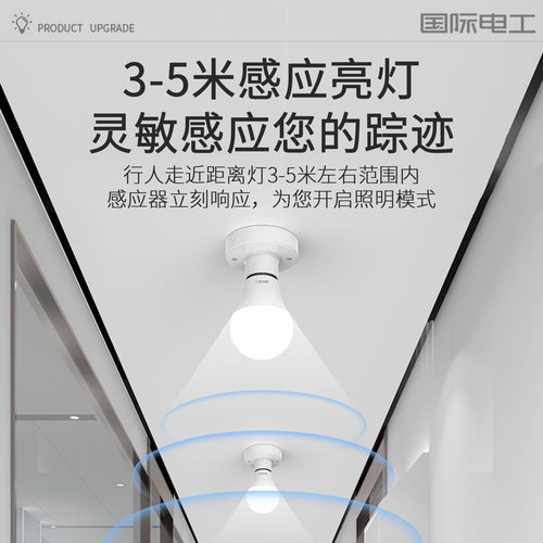 声控声光控人体雷达感应灯E27灯泡红外线家用智能过楼道走廊超亮 - 图0