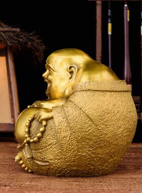 全铜弥勒佛像汽车摆件一团和气笑佛像大肚弥勒佛车载装饰品