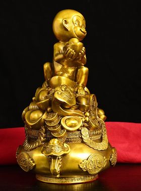 黄铜金猴聚宝摆件生肖猴子工艺品