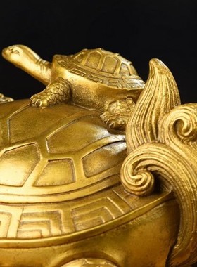 全铜龙龟母子龙头龟家居装饰品