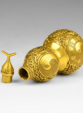 客厅装饰纯铜中式开口葫芦摆件