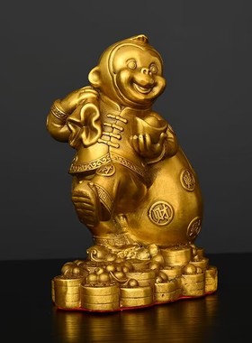 金钱猴全铜工艺品中式猴子送福