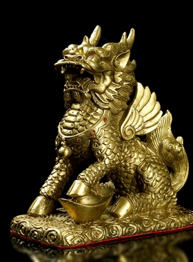 纯铜麒麟摆件开业礼品摆设