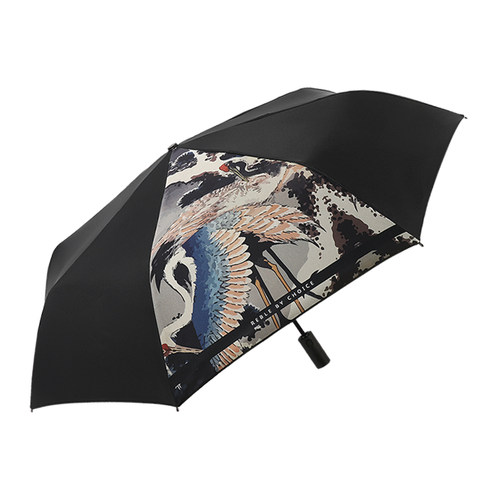 rabbituu【松鹤告瑞】自动雨伞男防晒伞女折叠黑胶遮阳晴雨两用伞 - 图1