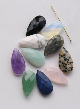 通用天然石切面水滴吊坠