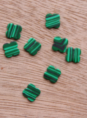 diy孔雀石扇形四叶草条纹贴片