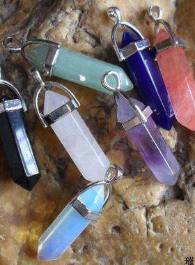 粉水晶东陵玉青金石吊坠