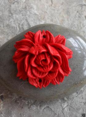 diy天然朱砂雕刻手串饰品吊坠